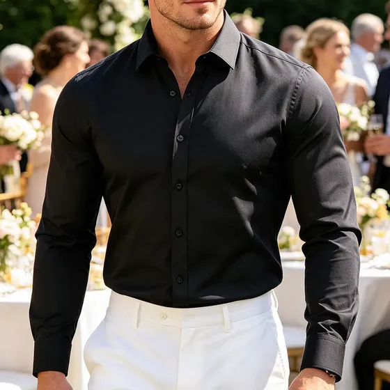 Camisa Social Masculina Slim Luxo Fibra De Bambu Elastano