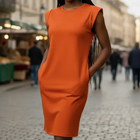 Vestido Midi Soltinho Bolso Sem Manga Muscle Tee Casual