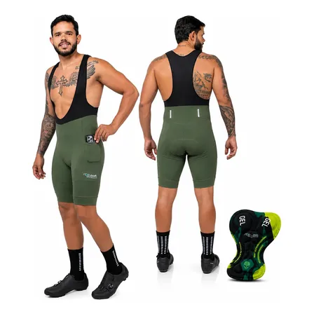 Bretelle Ciclismo Masculino Com Forro Gel Amortecedor Bolsos