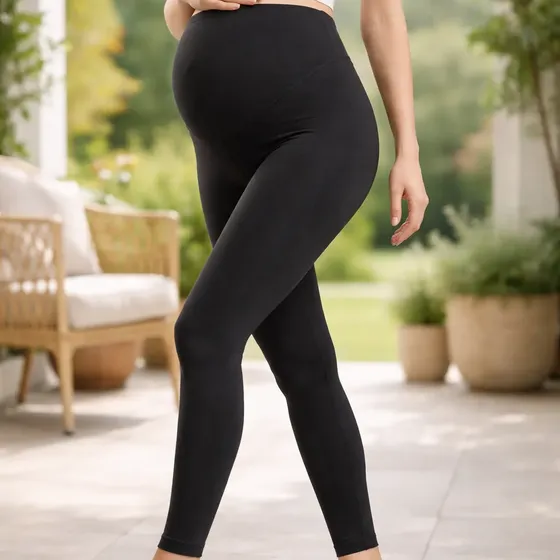 Legging Gestante Maternidade Grávida Preto Cós Alto