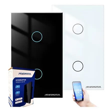 Interruptor Inteligente Novadigital Wifi 2 Tecla Touch Tuya
