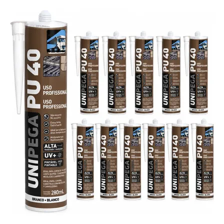 Kit12 Selante Pu40 Silicone Cartucho 280ml Unipega Cola Vidr