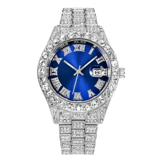 Relogio Quartzo Prata Masculino Diamante Cravejado