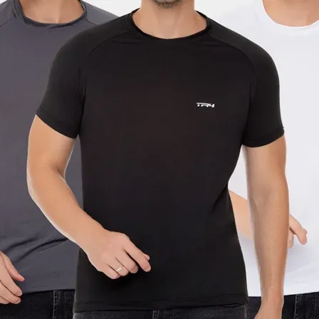 Kit 3 Camisa Dry Fit Academia Uv Manga Curta Treino Raglan