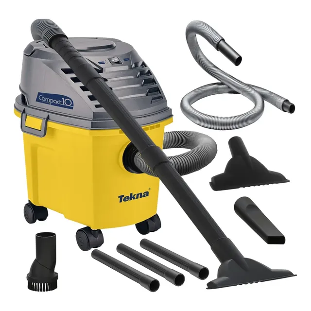 Aspirador Pó E Água Compacto Portatil 1000w Rodas 10l Tekna