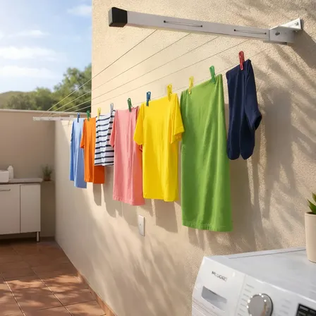 Varal De Roupa Reforçado 80 Kg Dobrável 2 Hastes Premium