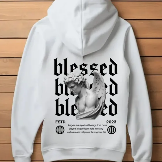 Blusa De Moletom Masculino Respect Blessed Angel Canguru