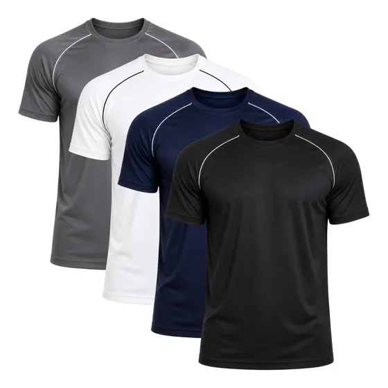 Kit 4 Camisetas Dry Fit Malha Leve Confortável Esportiva