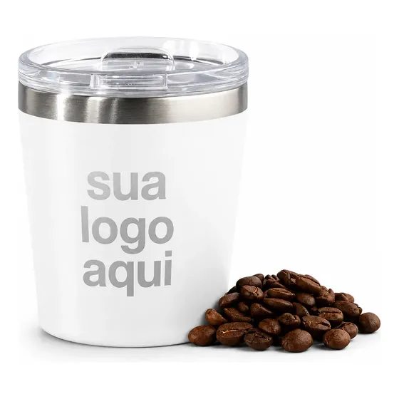 Mini Copo Térmico 260ml De Café + Tampa - Personalizado Nome