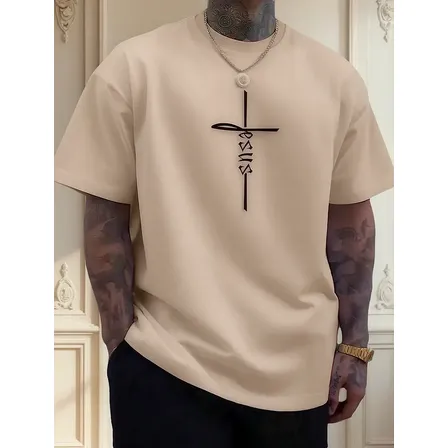 Camiseta Masculina Básica Cruz De Jesus Algodão Camisa Top