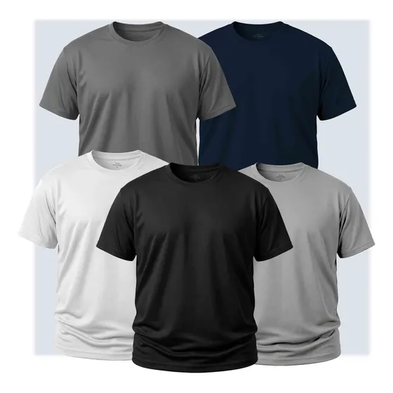 Kit 5 Camiseta Plus Size Masculina Básica 100% Algodão