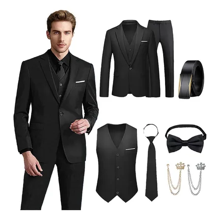 Kit Terno Masculino 8 Peças,paletó,colete,calça+acessórios