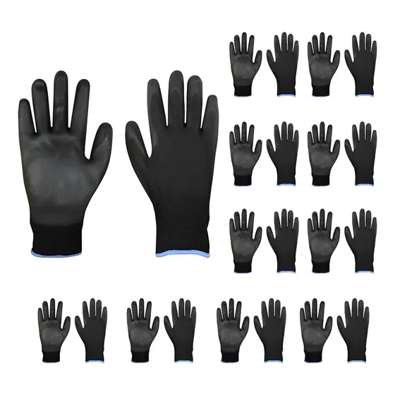 12 Pares Luva Pu Black Multitato Mecanico Serviços Gerais