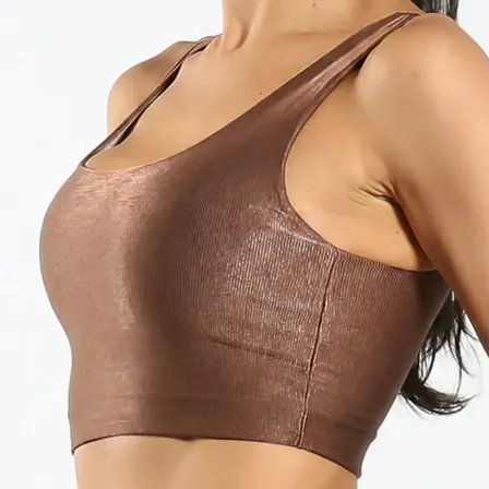 Top Fitness Micro Canelado Cropped Nadador Forro Duplo