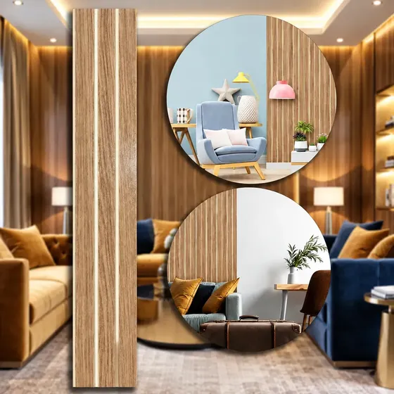 10 Placas Adesiva Madeira Ripada Decorativa Painel Mdf 90x11