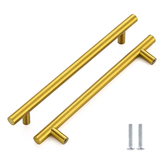 2 Puxador Móveis Haste Redonda Dourado Esc 96/128/160/192mm