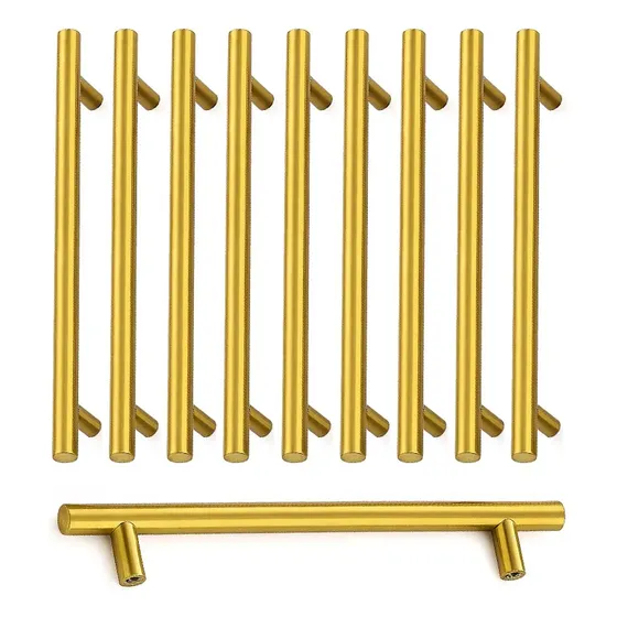 Kit 10 Puxador Haste Redondo Dourado Esc 64/96/128/160/192mm