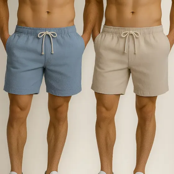 Kit 2 Shorts Linho Masculina Bermuda Estilo Mauricinho Leve
