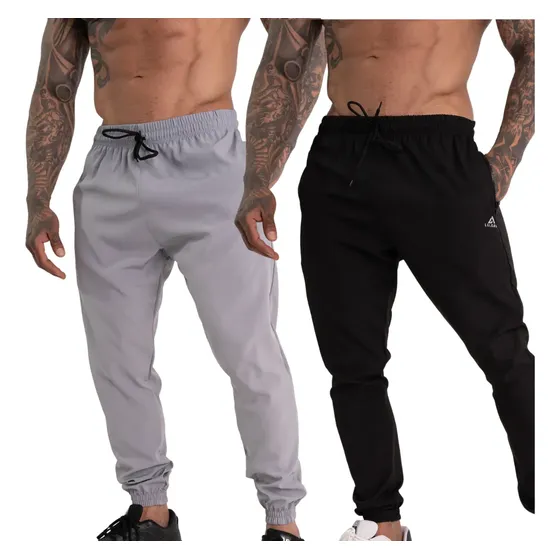 Kit 2 Calças Tactel Esportivas Masculinas Jogger Slim Treino