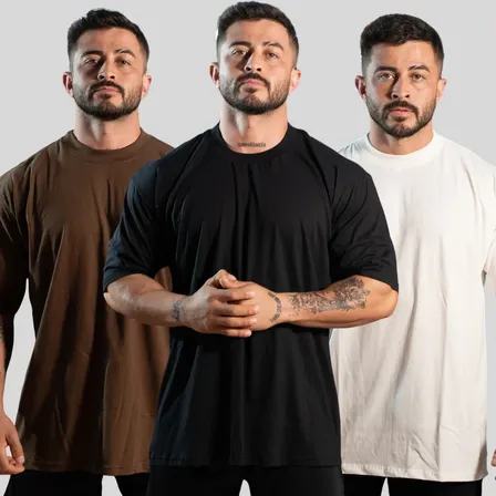Kit 3 Camiseta Oversized Para Treino E Casual Premium