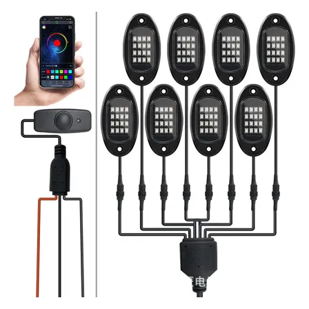 Led Rock Light Rgb Bluetooth Kit 8 Peças