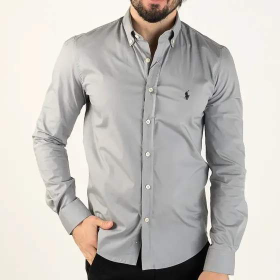 Camisa Ralph Lauren Masculina Cinza Algodão