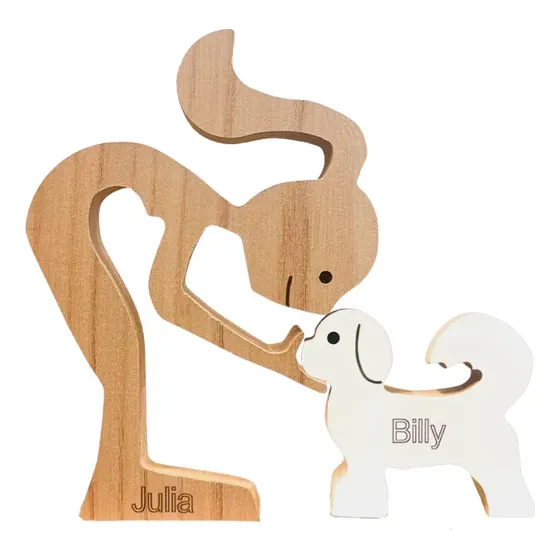 Escultura Em Mdf Humano E Pet - Presente Criativo
