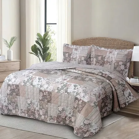 Colcha Cobre Leito Dupla Face Matelado Queen 3 Peças Estampa
