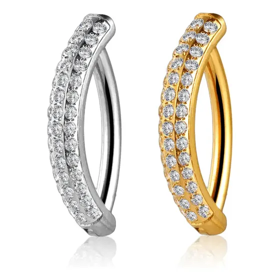 Piercing Argola Para Umbigo Titânio Clik Zircônia Argola