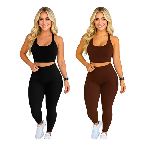 Kit 2 Conjuntos Calça Legging E Top Roupas Para Academia