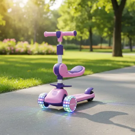 Patinete Infantil Scooter Dobrável Led Pode Ajustar A Altura