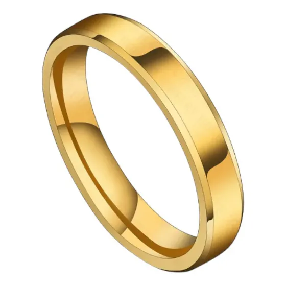 Aliança Casamento Ouro Chanfrada Tungstenio Compromisso 4mm