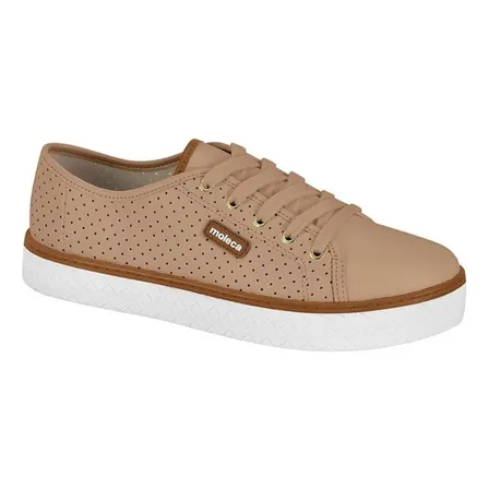 Tênis Moleca Casual Nude Com Perfurações