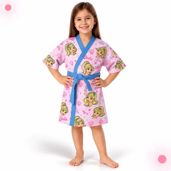 Roupão Barbie Infantil Menina Aveludado Atoalhado 2 A 12