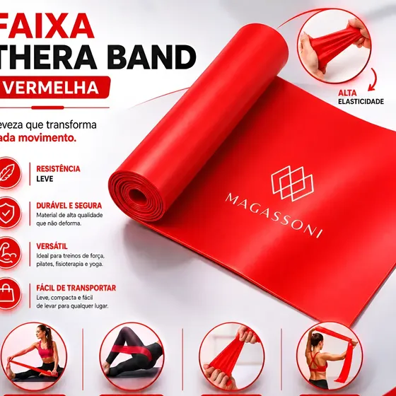 Faixa Elástica Thera Band Academia Fisioterapia Yoga Fisio