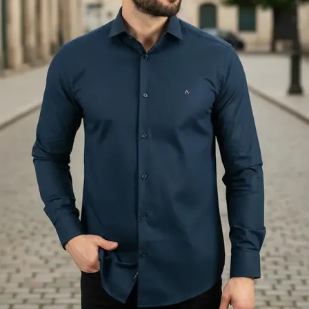 Camisa Social Aramis Algodão Masculina Azul Marinho