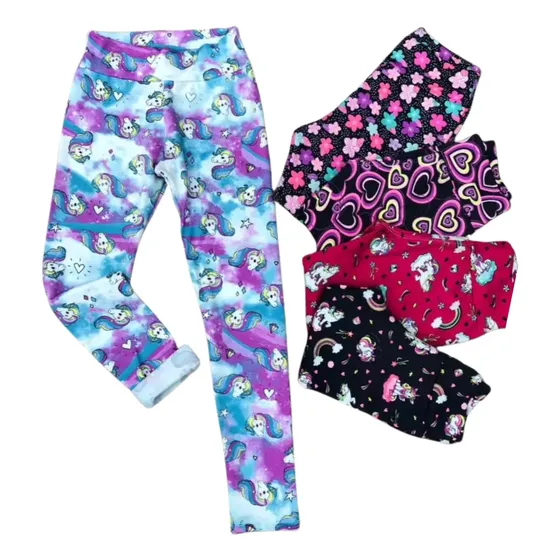 Kit Com 3 Calças Legging Infantil Juvenil Menina Estampadas