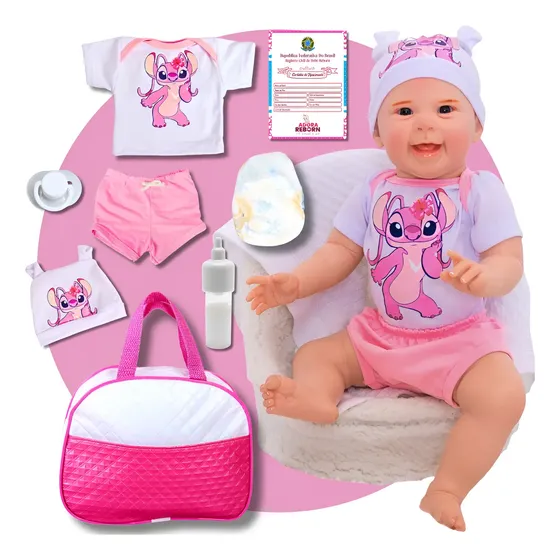 Bebê Reborn Boneca Realista Silicone Com Bolsa Maternidade