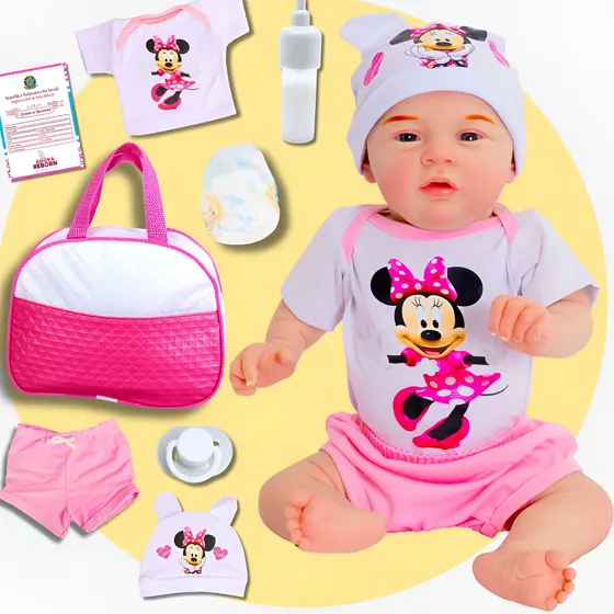 Boneca Bebê Reborn Realista Em Silicone E Bolsa Maternidade