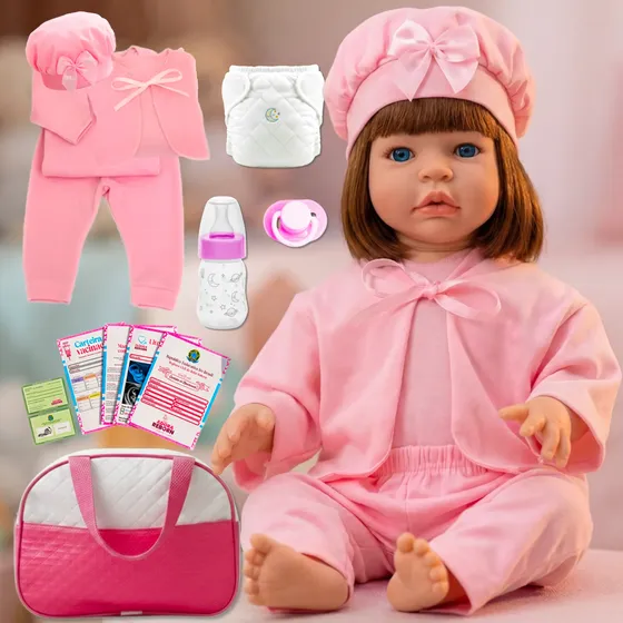 Boneca Bebê Reborn Silicone Com Bolsa Maternidade Original