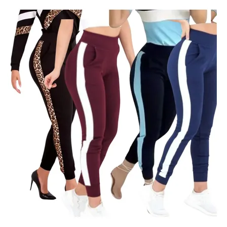 Kit 4 Calça Jogger Feminina Crepe Super Confortavel Punho