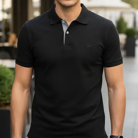 Camisa Gola Polo Social Masculina Slim Algodão Casual Ogochi