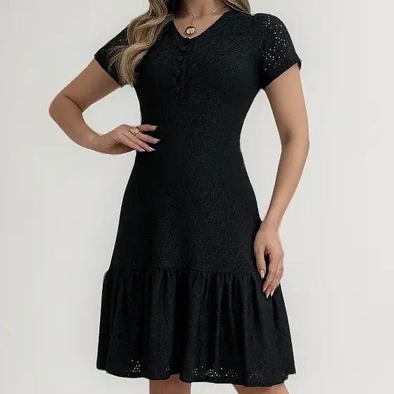 Vestido Evangélico Mide Forrado Cristão Gola V 5 Botões