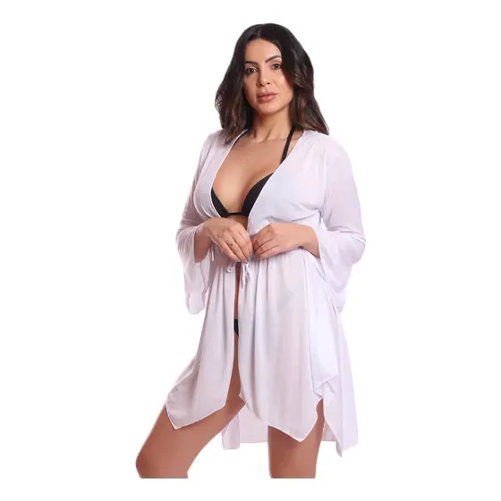 Saída De Praia De Ponta Chemise Feminino Moda Verão