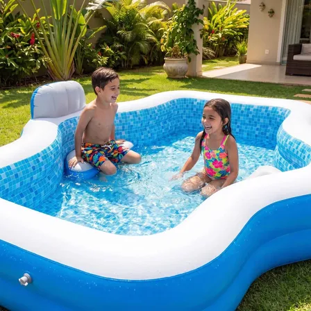 Piscina Inflável Extra Grande + Bomba De Ar Elétrica Inclusa