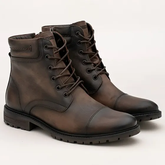 Bota Coturno Masculino Couro Shelter Cano Curto Marrom