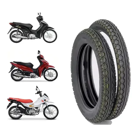 Kit Pneus 80/100-14 / 60/100-17/biz 125/pop100/110 Scooter