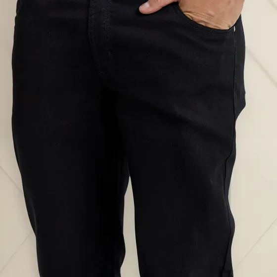 Calça Masculina Plus Jeans Elastano Lycra Preta Conforto 275