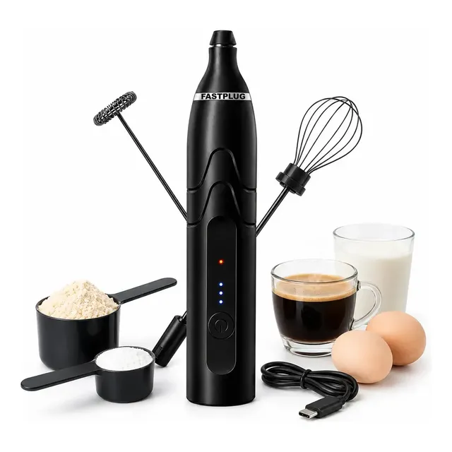Mixer Elétrico Portátil 2 Em 1 Recarregável Potente Misturador De Bebidas E Ovos 3 Velocidades Usb Batedor E Fue Fouet Branco 127/220v