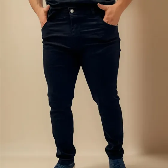 Calça Jeans Masculina Plus Size Tradicional Grande Elastano